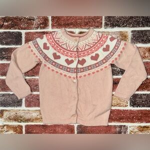 Póim Spanish brand Fair Isle hearts knit sweater 4y 50% cotton 50% acrylic